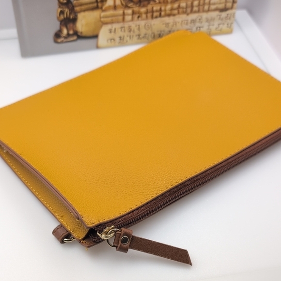 Yellow Travel Bag with Smooth Faux Leather Finish - Picture 4 of 5